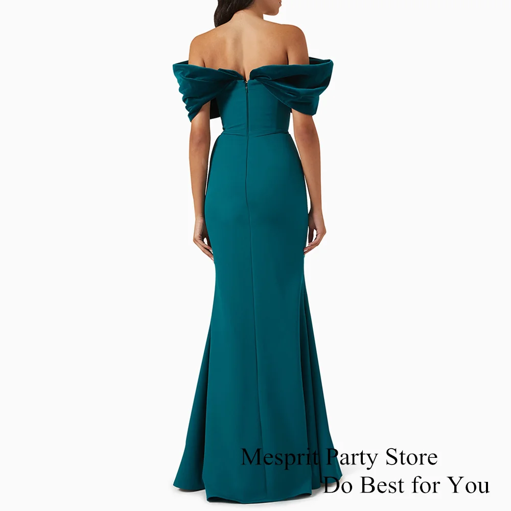 Lake Blue Mermaid Prom Dress for Woman Customized Off Shoulder V Neck Floor Length Simple Evening Dresses Bridesmaid Party Gown