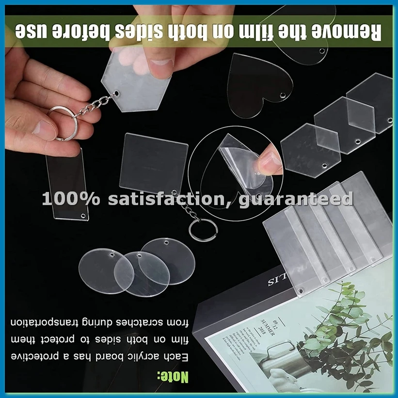 

200 штук акриловых заготовок для брелоков, прозрачные акриловые подвески для брелоков для DIY-проектов и поделок - ABRM