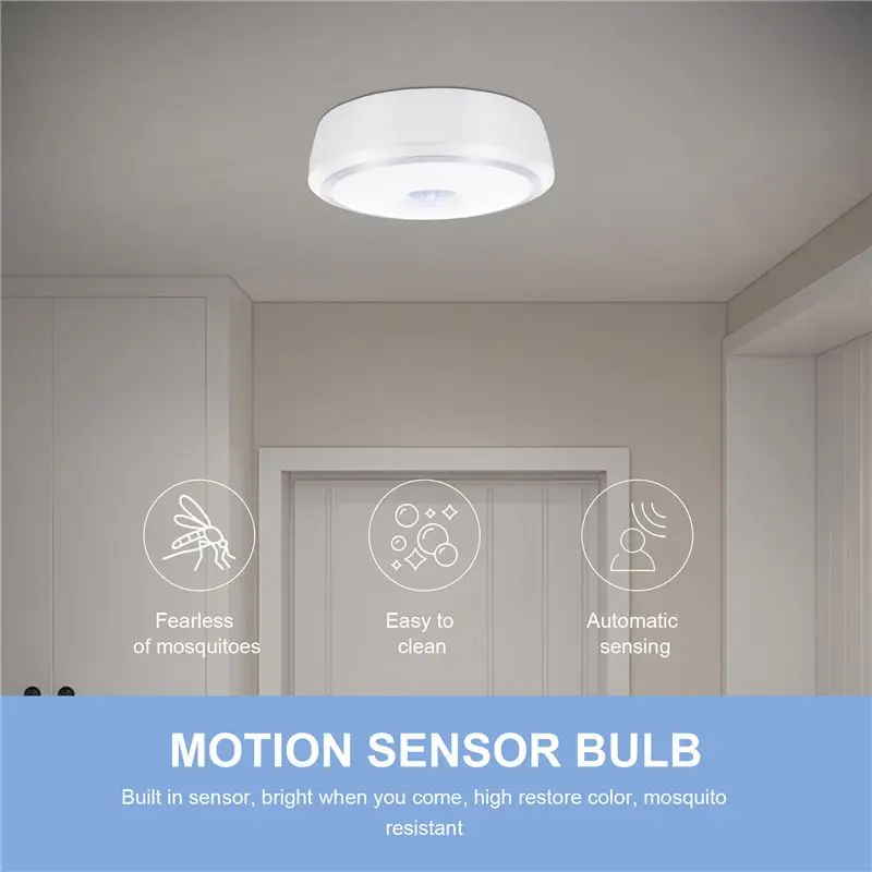 AT63-15W Motion Sensor Light Bulb - Super Bright Motion Activated Led Bulb With Motion PIR Infrared Sensor