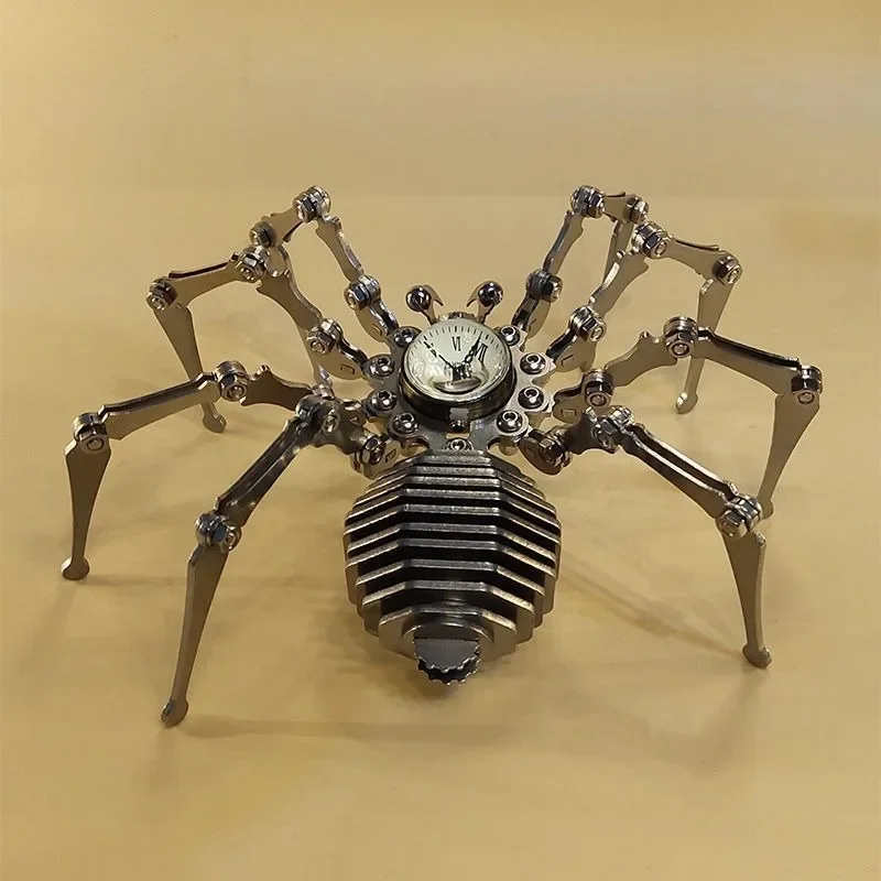 Time Spider Stainless Steel Static Mechanical Insect Model Handicraft DIY Assembly Toy Finished Punk Decoration