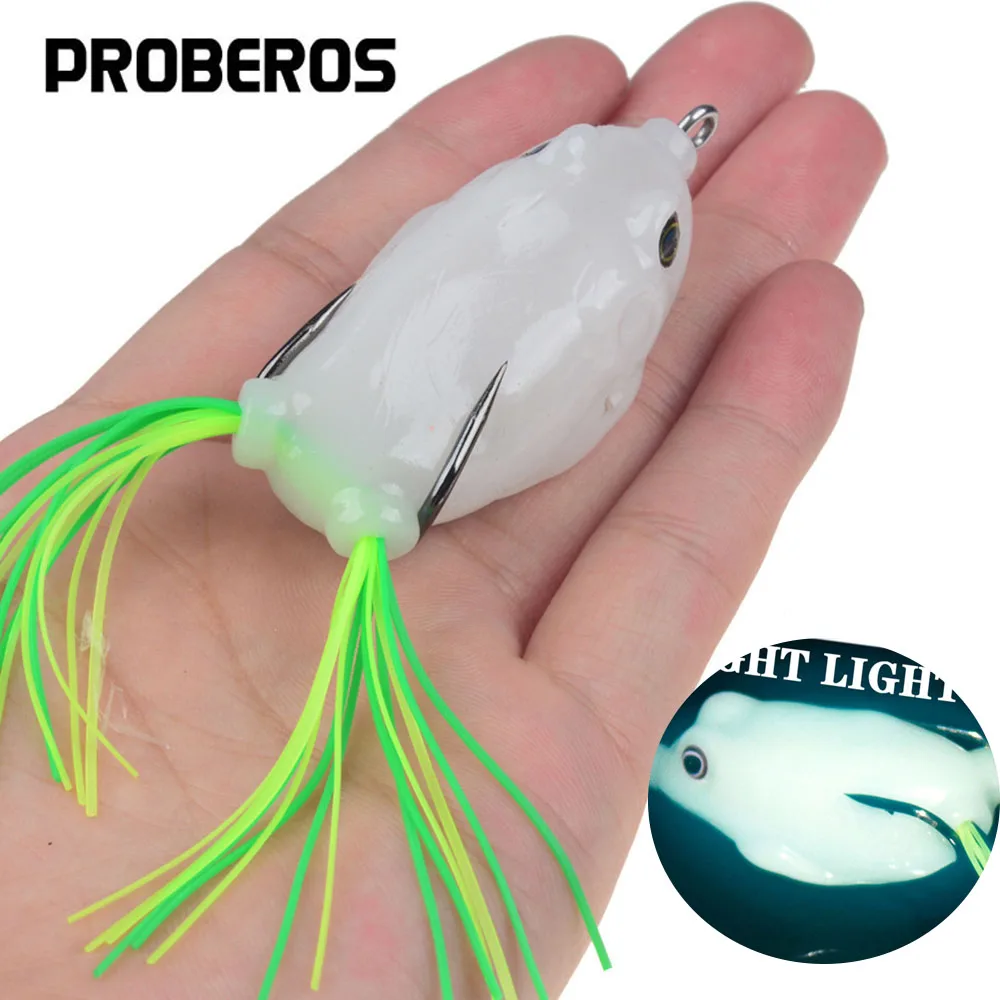 PRO BEROS 1Pcs Frog Type Topwater Lure Silicone Thunder Fishing Lure Double Propeller Soft Bait Artificial Wobbler For Fishing