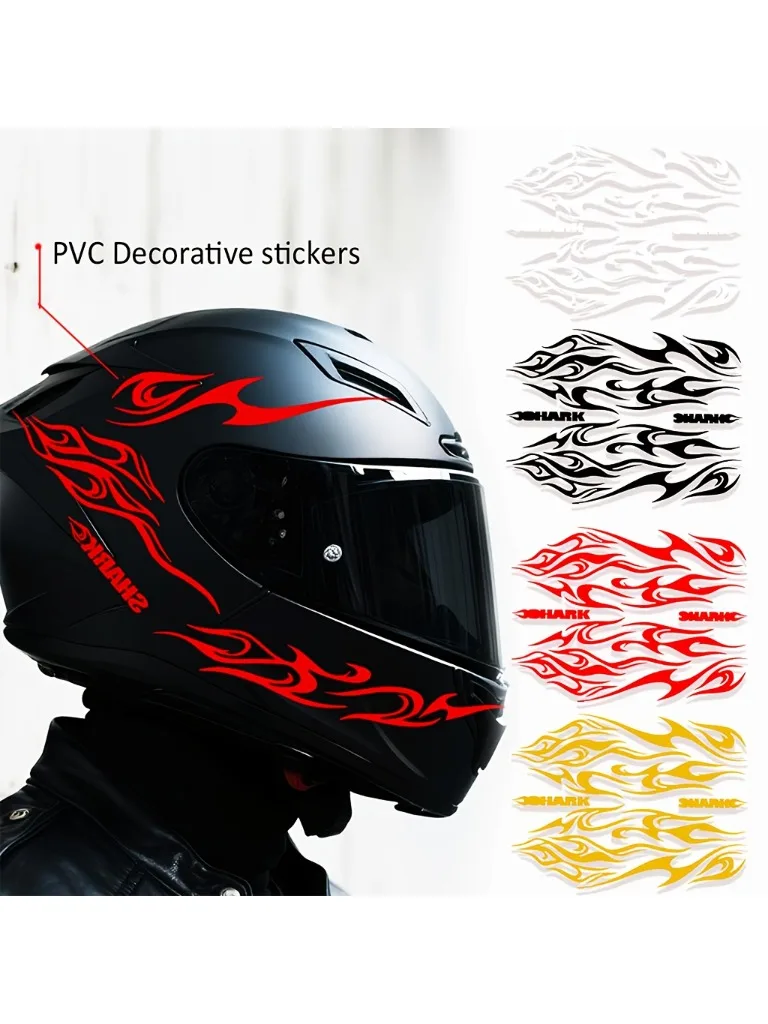 AliExpress NONE 1 Set Multi-color Flame PVC Waterproof Stickers For Motorcycle Helmet Car Bike Decoration