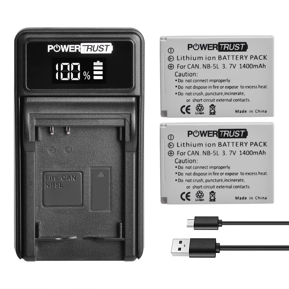 

1400mAh NB-5L Battery and Charger for Canon PowerShot S110, S100, SX230 HS, SX220 HS, SX210 IS, SX200 IS, IXUS 990 IS, SD970 IS