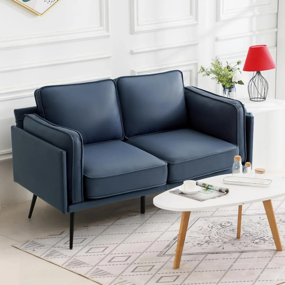 

60" Faux Leather Loveseat Sofa,Waterproof,Metal Frame,Comfy Love Seat Small Couches for Small Spaces,Living Room,Bedroom