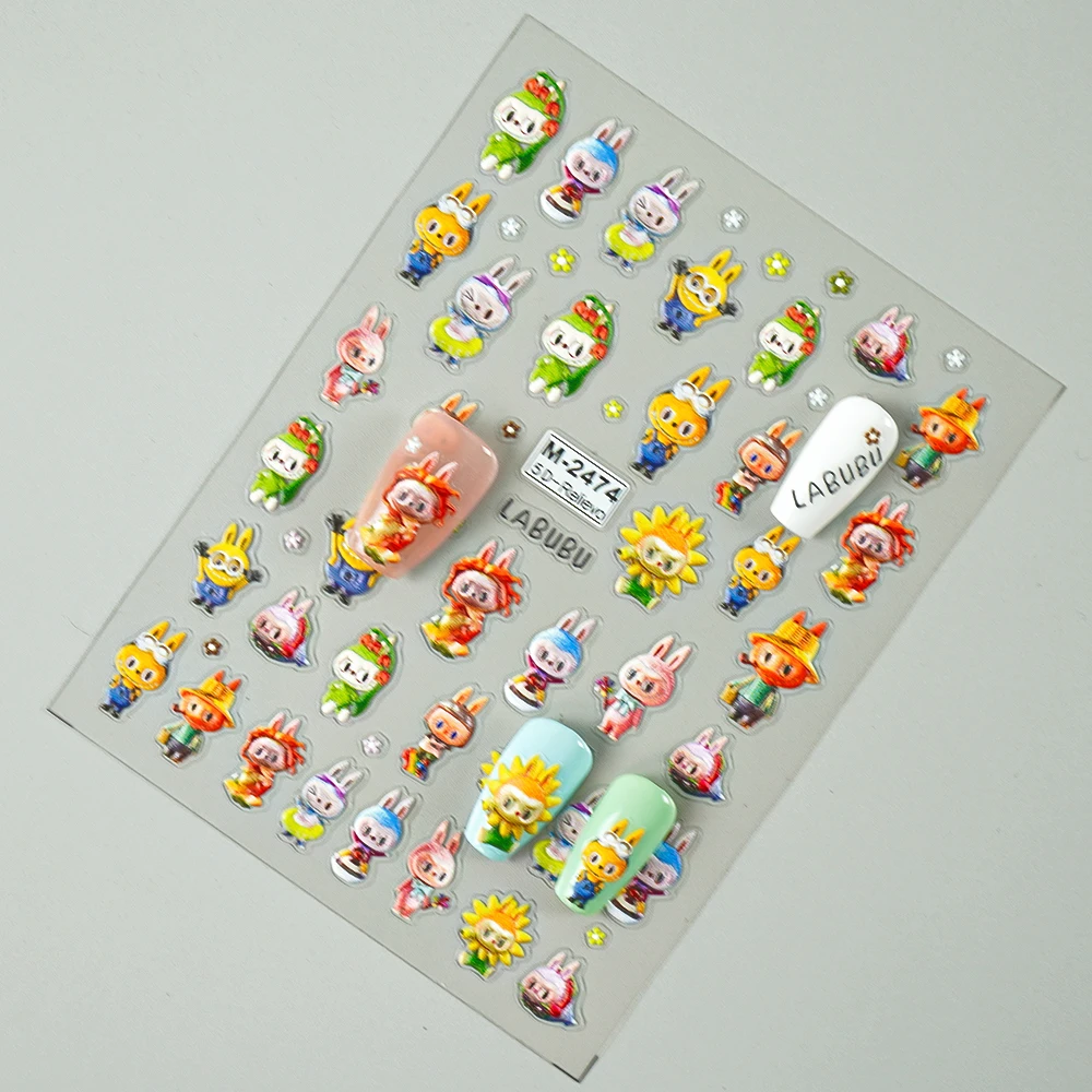 

1PCS Cute BUBU KOKO Anime Nail Stickers Nail Decoration Cartoon Character Nail Art Supplies Nail Art Decal Stickers For Nails