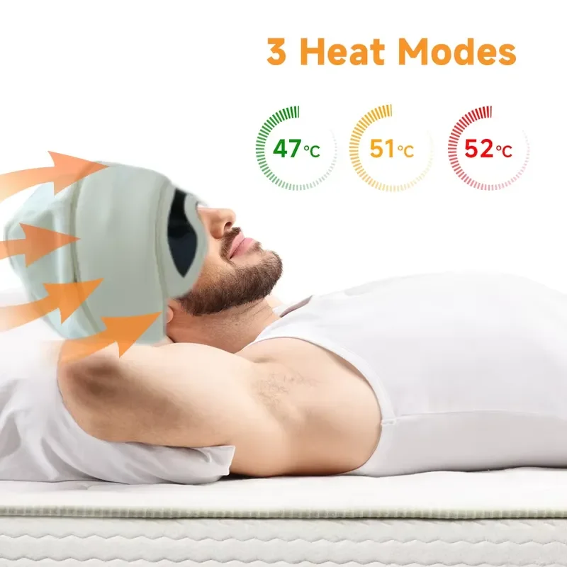 Wireless Hot Compress Massager for Head and Eyes Silent Operation 35°C–45°C Heat Therapy for Migraine Relief and Sleep Aid