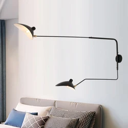 Nordic rotating long pole LED wall lamp creative lighting fixture for living room, bedroom, dual head lighting wall lamp