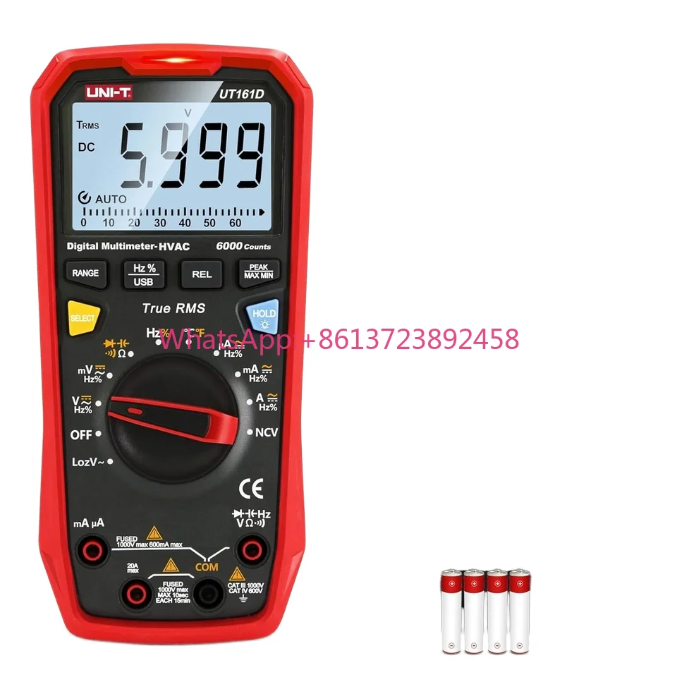 UNI-T UT161D Multimeter Kit 1000V AC/DC Volt Ohm Capacitor Tester Frequency Meter True RMS 6000 Counts USB Transmission