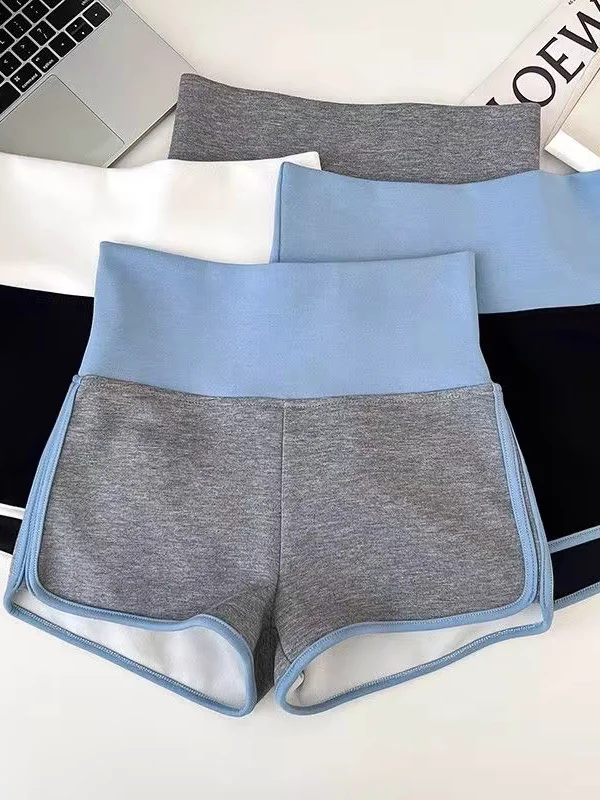 

Американские спортивные шорты для женщин: летние, повседневные, для йоги и фитнеса, с цветными блоками, высокой талией, эластичной резинкой, утягивающие, с эффектом подтяжки ягодиц