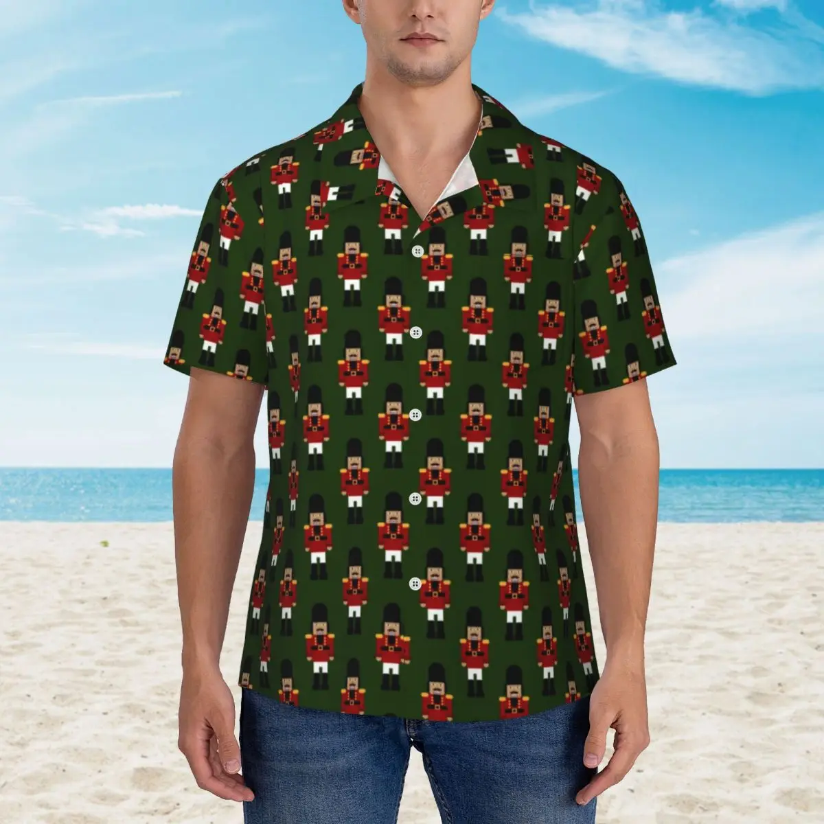 

Nutcracker Summer Shirt Mens Vacation Solider Print Casual Shirts Short Sleeve Comfortable Graphic Elegant Oversized Blouses