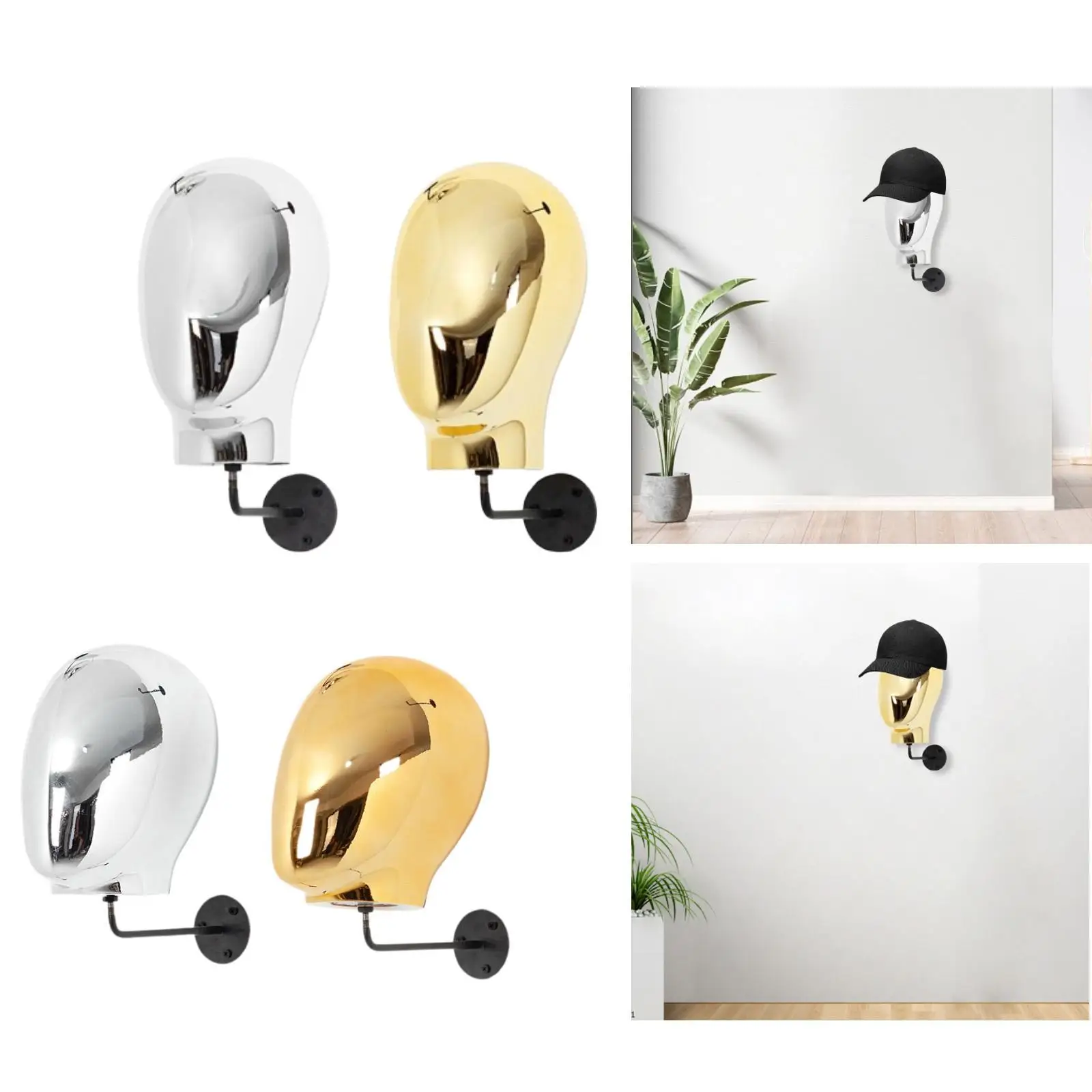 

Mannequin Head Wall Mount Multipurpose Manikin Head for Headwear Wig Caps Salon