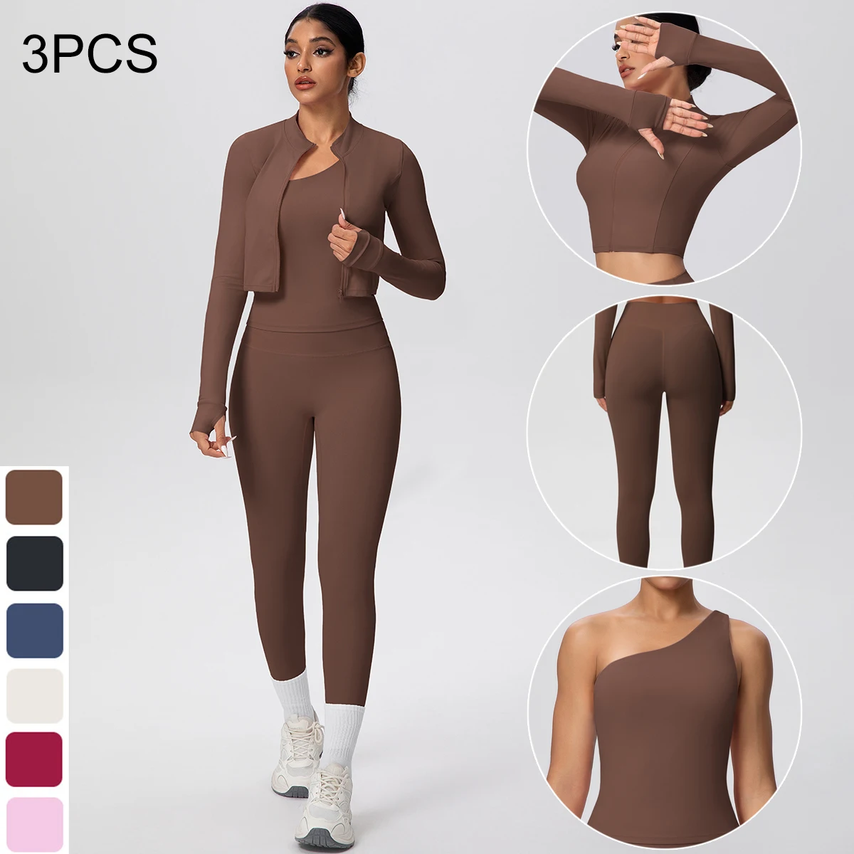 

Комплект для фитнеса и йоги из 3 предметов: женская однотонная спортивная куртка на молнии, жилет для тренировок и бега, дышащие спортивные брюки для женщин