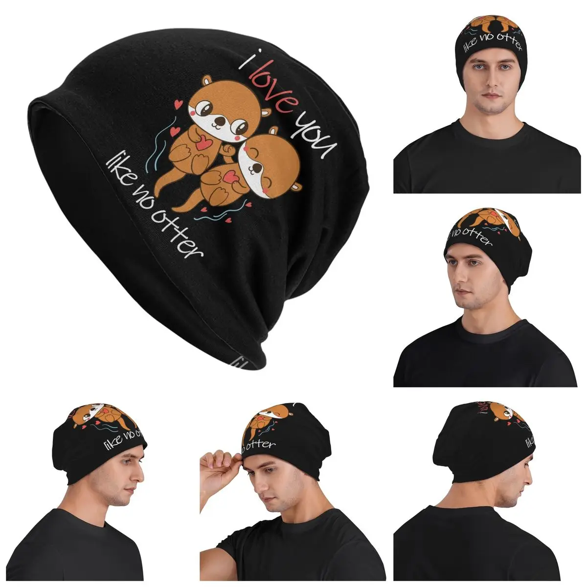 

I Love You Like No Otter Warm Knitted Cap Hip Hop Bonnet Hat Autumn Winter Outdoor Beanies Hats for Unisex Adult