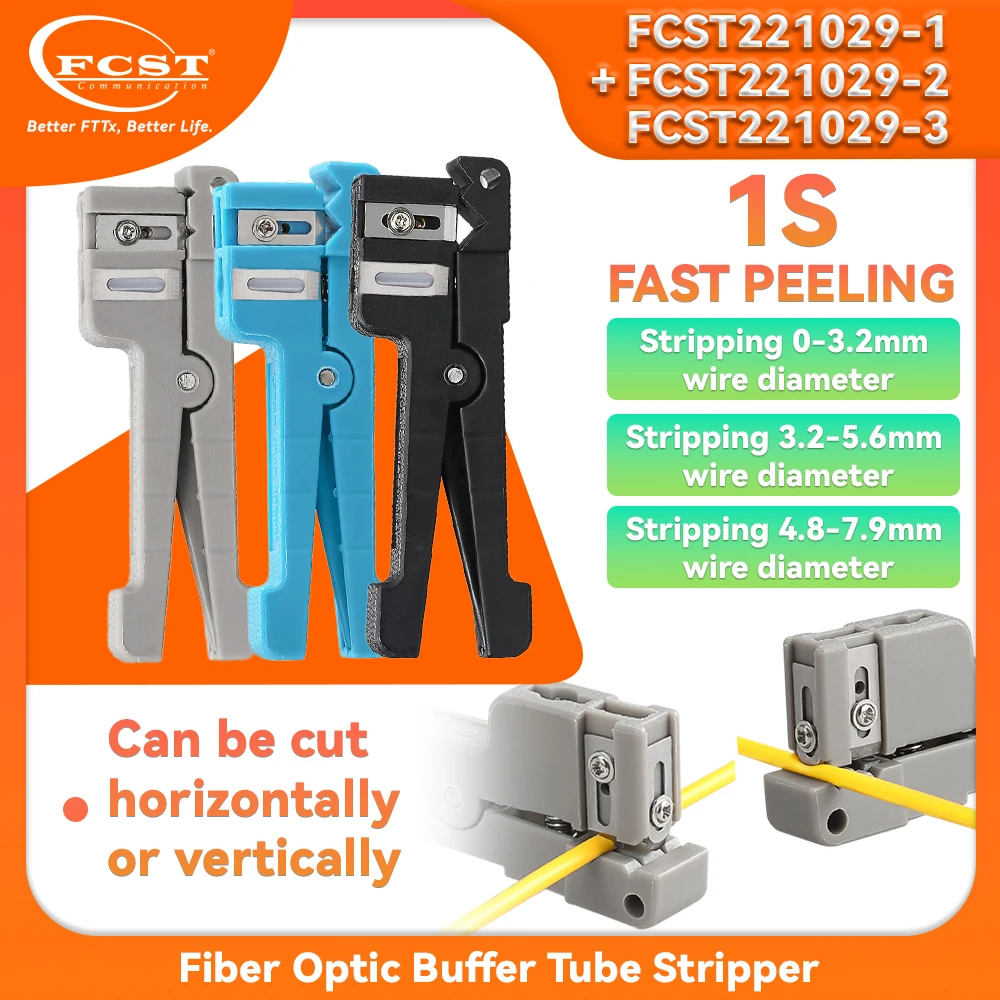 

FCST 3pcs 45-162 45-163 45-165 Fiber Optic Stripper Coaxial Cable Stripper Optical Cable Slitter Tool Beam Tube Stripper