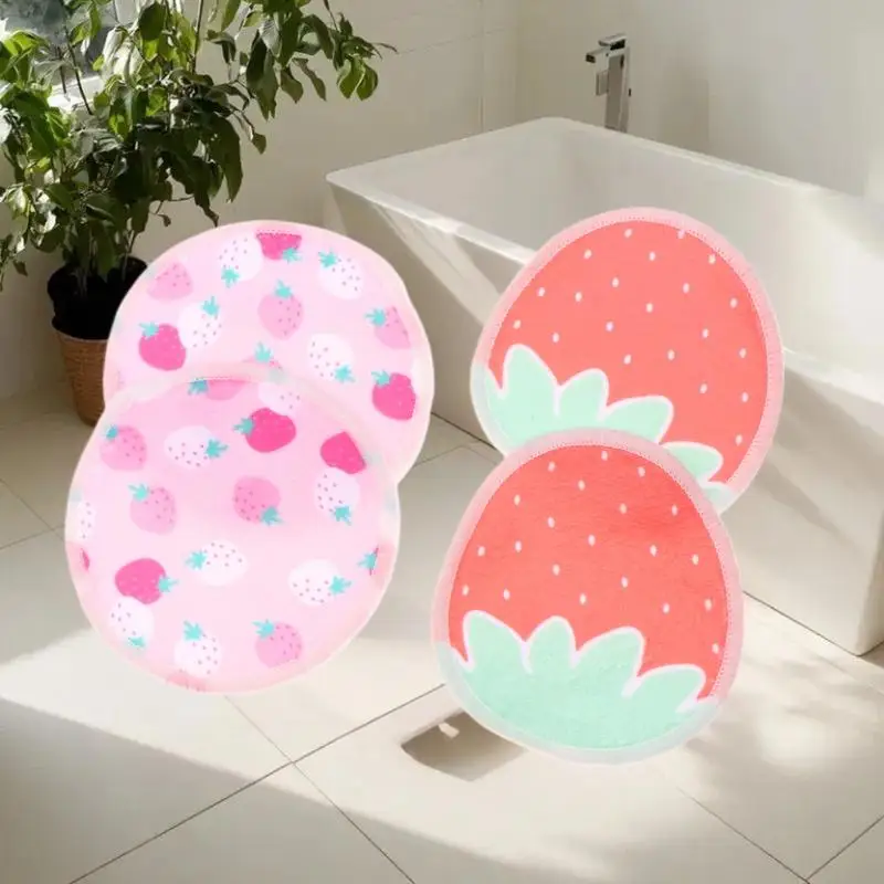 10 個のメイク落としパッド洗える二層イチゴプリントクリーニングコットン再利用可能なフェイシャルメイクアップ除去パッドツール