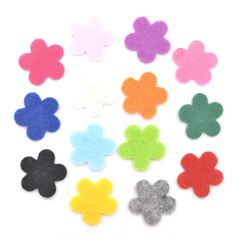 200Pcs 20mm Mixed Fabric Patches Flower Nonwoven Felt Appliques for Crafts Clothes Sewing DIY Scrapbooking Accessories