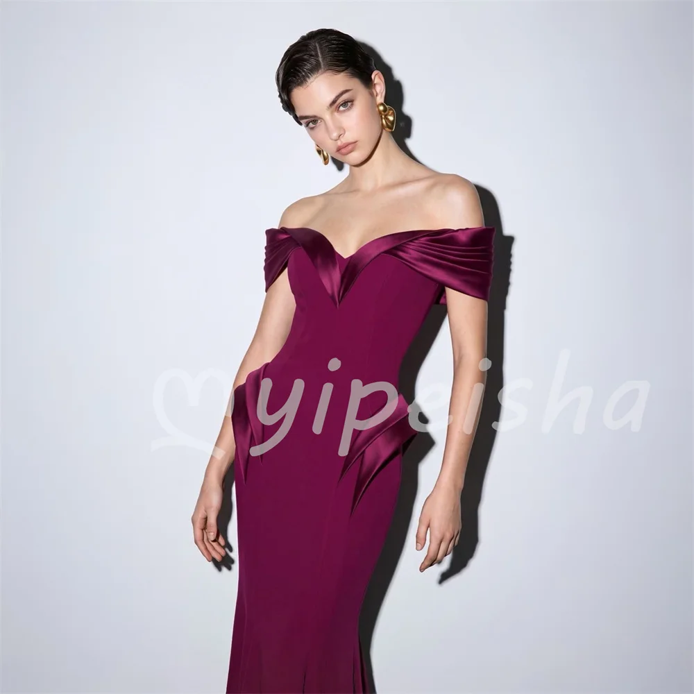 Sizes Available Fashion Jersey Pleat Ruched Off-the-shoulder Mermaid Evening Dresses Floor-Length Party Gowns Customized