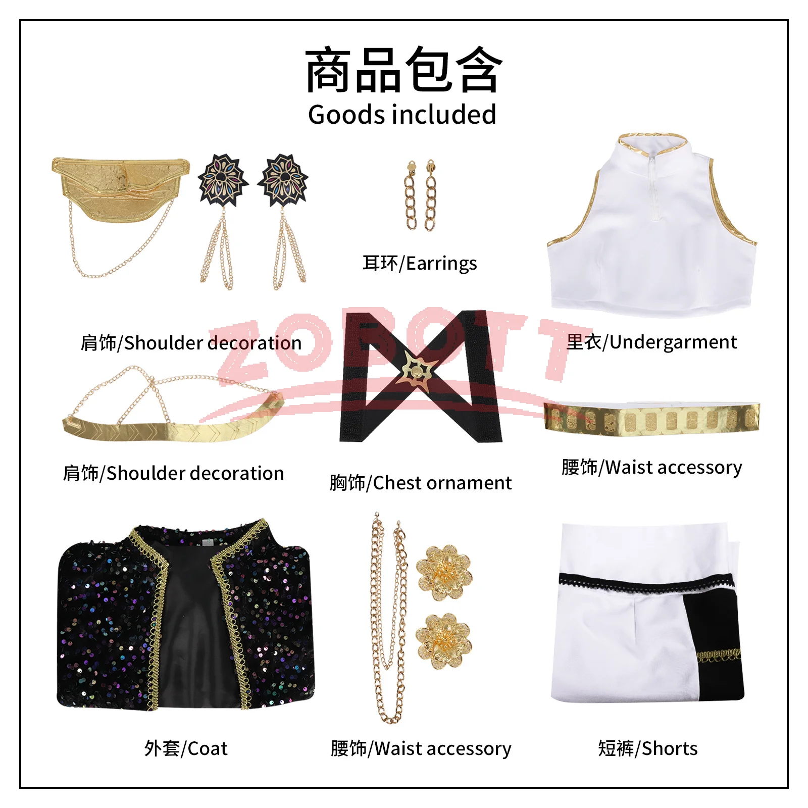 KPop شيطان الصيادين رومي زوي ميرا تأثيري حلي شعر مستعار المرأة الأسود الذهبي البدلة هالوين حفلة لعب الأدوار وتتسابق #6