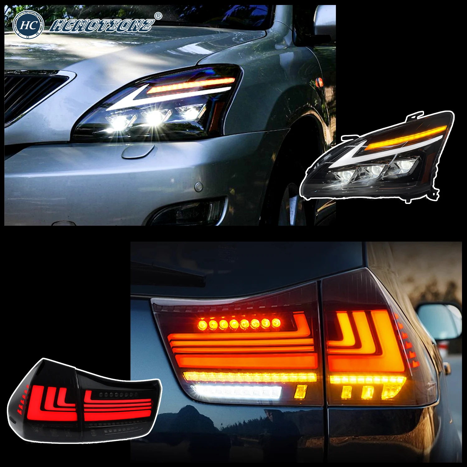 

HCMOTIONZ LED Car Lamps set for Lexus RX350 2003-2009 Tail Lights and Headlights Assembly RX400h RX330 Start UP Animation DRL