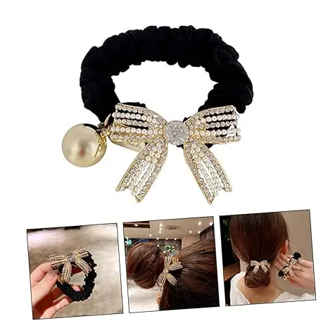 

New Retro Bling Rhinestone Bow Hair Tie Luxury Shining Full Crystal Women Girls Hair Bands Elegant Scrunchies Ponytail Holder