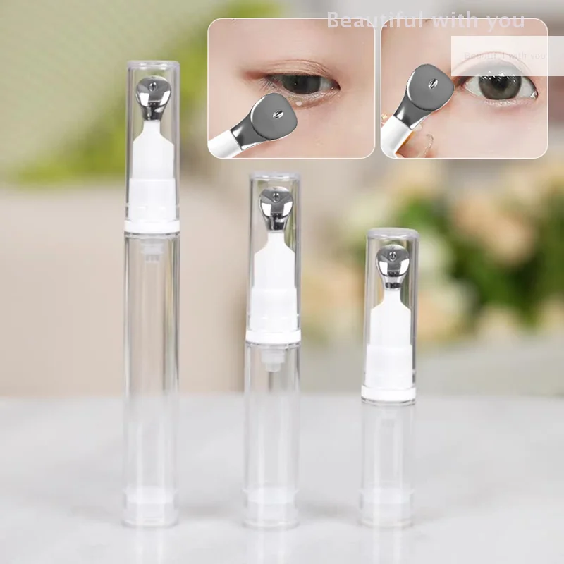 

Luxury Plastic 5/10/15ml Eye Gel Cream Container Flat Applicator Airless Eye Cream Bottle With Metal Tip Head