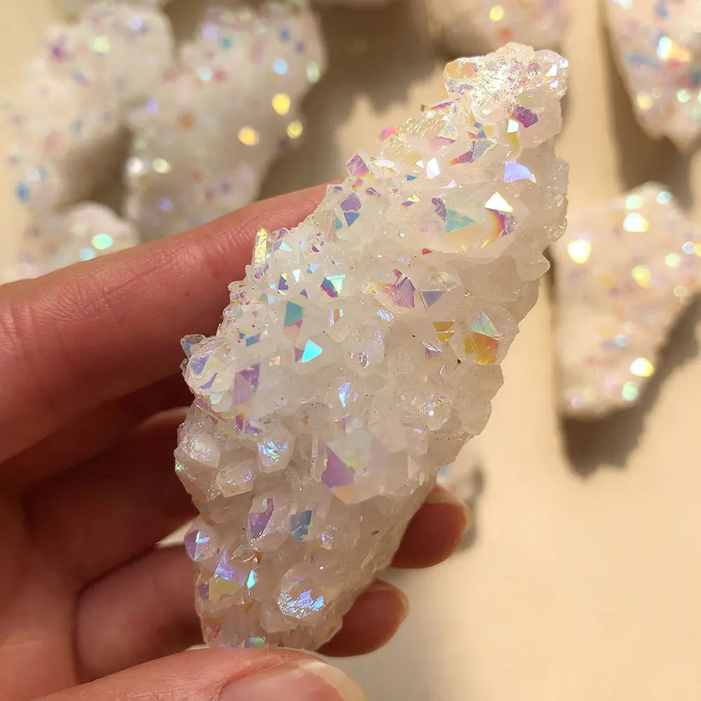 1pc Natural Rainbow Angel Aura Crystal Cluster Points Healing Stone Reiki Gift Craft Home Room Decoration Ornament Electroplated - Image 4