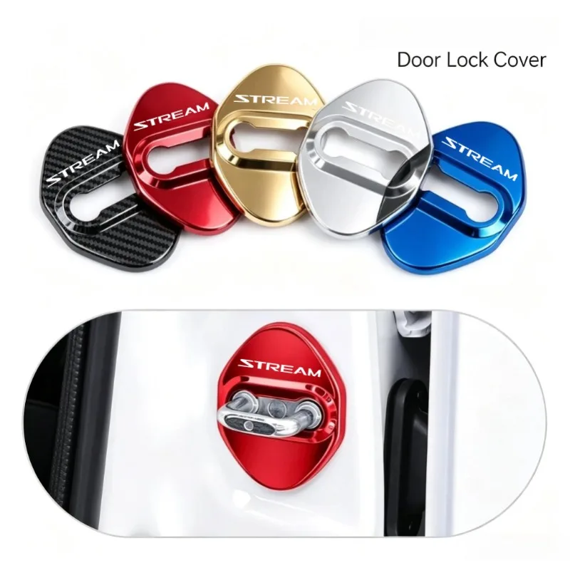 for Honda STREAM Badge Anti-rust Protection Case Decals Accessories 4PCS Car Door Lock Covers Stainless Steel Buckle Stickers