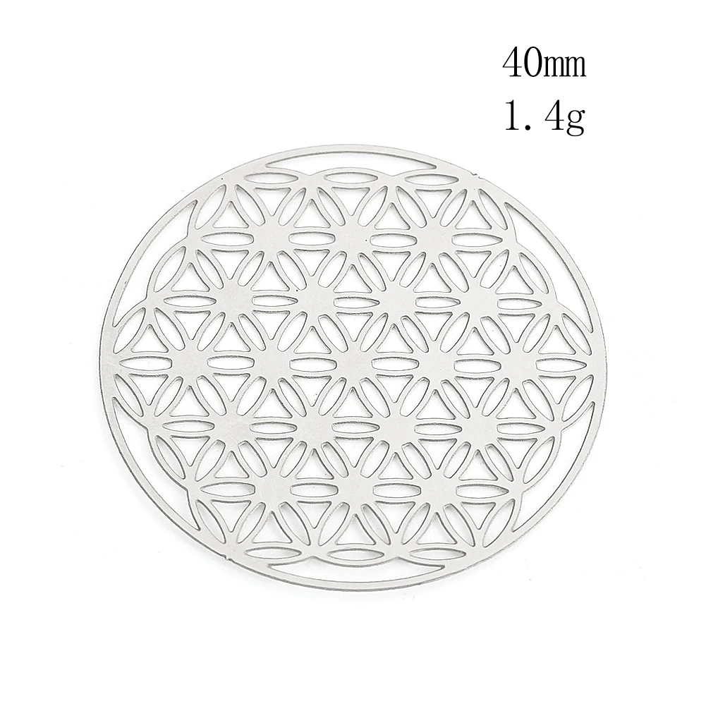 5pcs 40mm Vintage Flower of Life Pendants Steel Hollow Charms DIY Necklace Earring Supplies Jewelry Making Finding Accessories