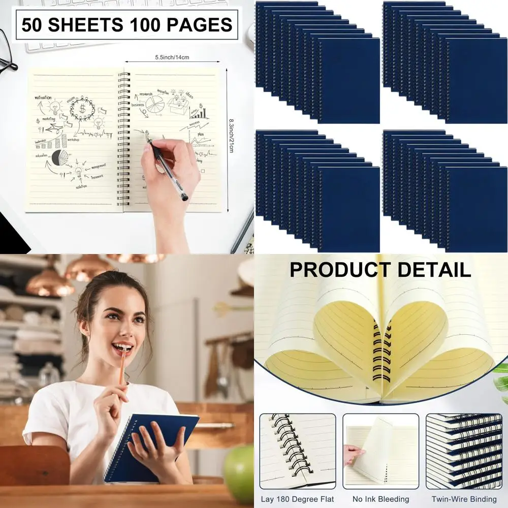 

Набор из 36 спиральных тетрадей формата А5, в линейку, 8,3 x 5,5 дюймов, маленькие тетради для письма, сочинений, учебы, идеально подходят для студентов.