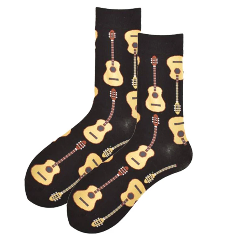 

5Pairs Spring New Happy Socks Men Funny Art British Style Streetwear Hip Hop Guitar Pepper Designer Crew Sock Gift For Men
