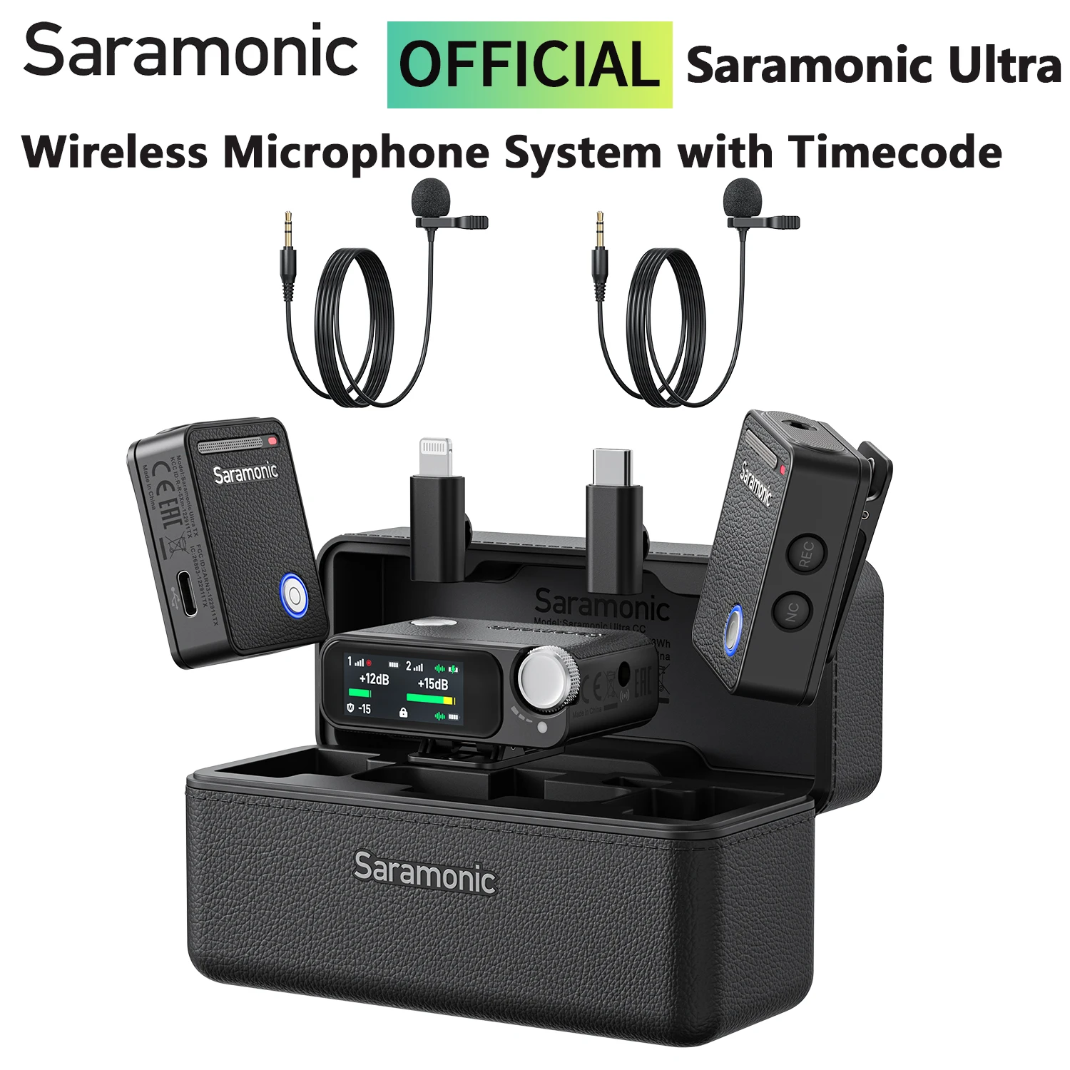 Saramonic Ultra Wireless Lavalier Microphone for iPhone Android USB-C Smartphones DSLR Cameras Streaming Video Recording Youtube