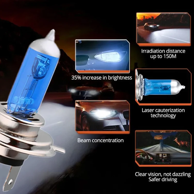 H7 자동차 전구 자동 할로겐 전구 100W 12V 오토바이 헤드라이트/하이빔/로우빔 램프 초백색 빛 자동차 부품