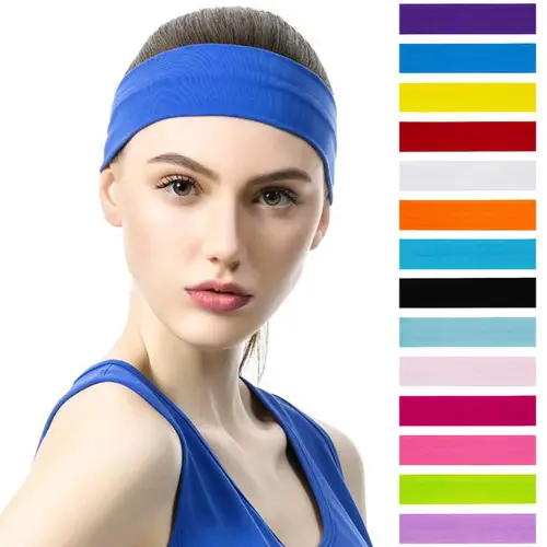 Imagen 2 del producto 10 Uds. Diadema elástica, diademas de moda para mujer, Color sólido, deportes, correr, Fitness, Yoga, bandas para el cabello, accesorios para el cabello de maquillaje