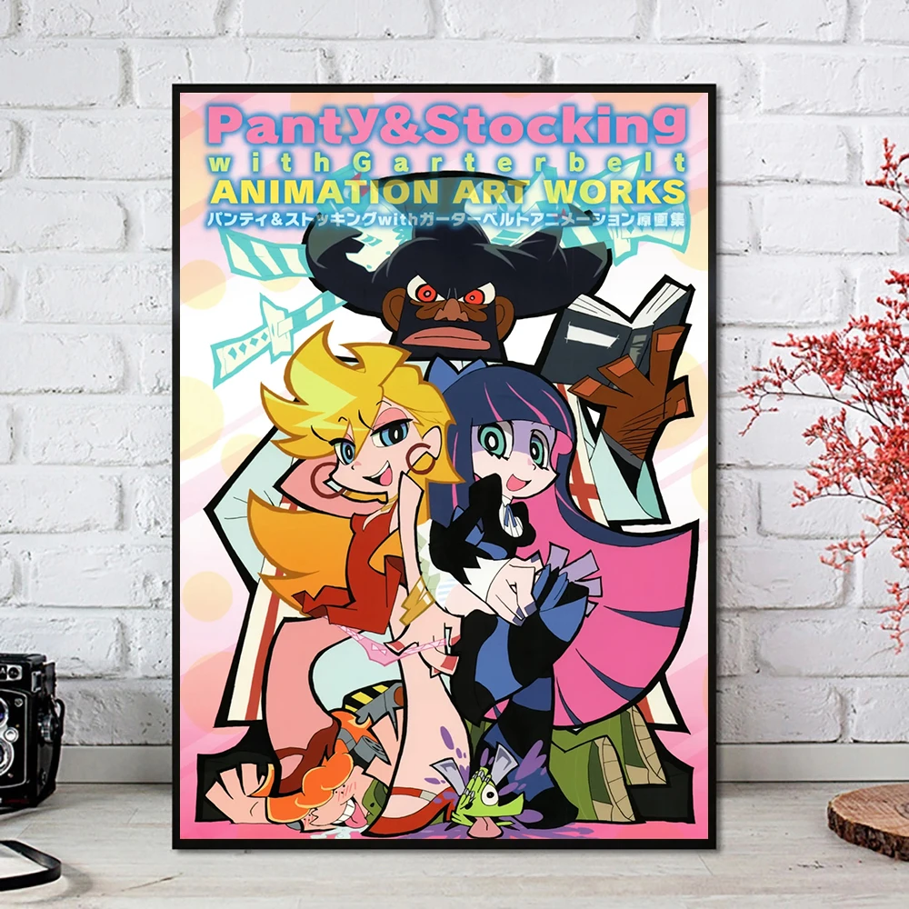 Panty and Stocking with Garterbelt Scanty Anime Poster Canvas Painting Cartoon Cute Girl Wall Art Kawaii Living Room Home Decor