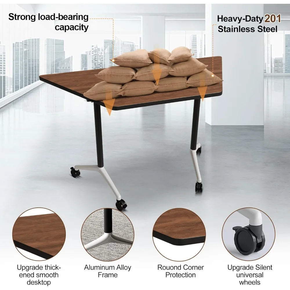 Conference Room Table with Flip-Top Design for Dynamic Meetings, Business Table Computer Desk with Heavy-Duty Frame,Foldable Sem