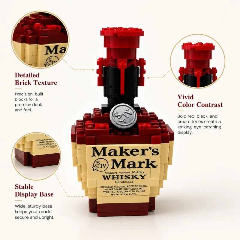 DIY Creative Building Blocks Wine Bottle Model Whiskey Or Vodka Assembled Bricks Set Desktop Decor High-quality Version Blocks