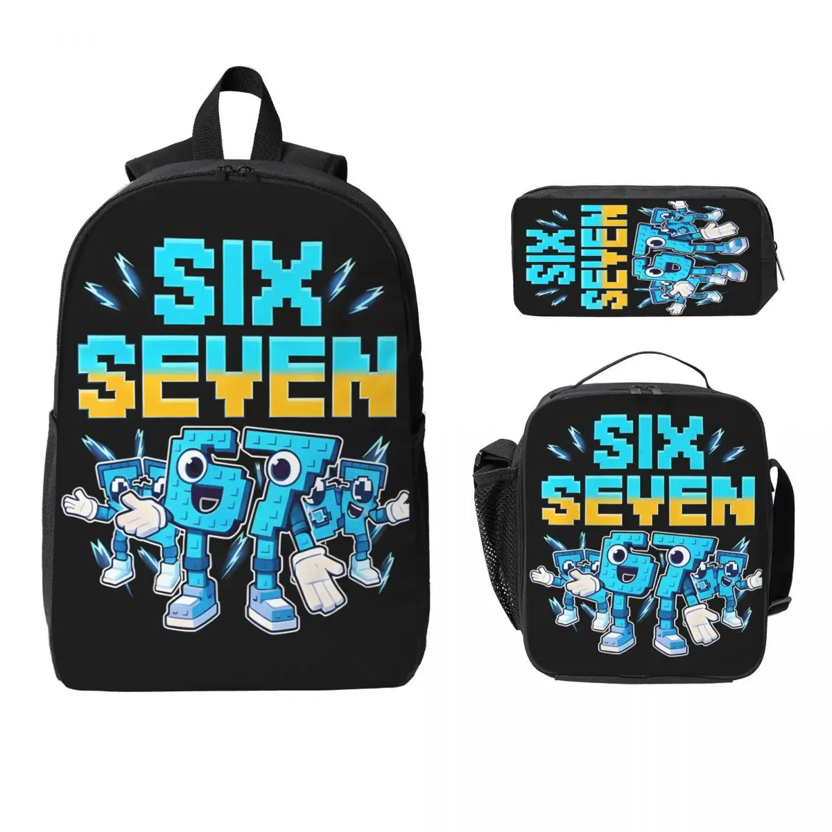 

3 шт. 67 Six Seven 6-7 итальянский рюкзак Brainrot, набор пеналов, наборы сумок для книг с коробкой для завтрака для школьников, рюкзак