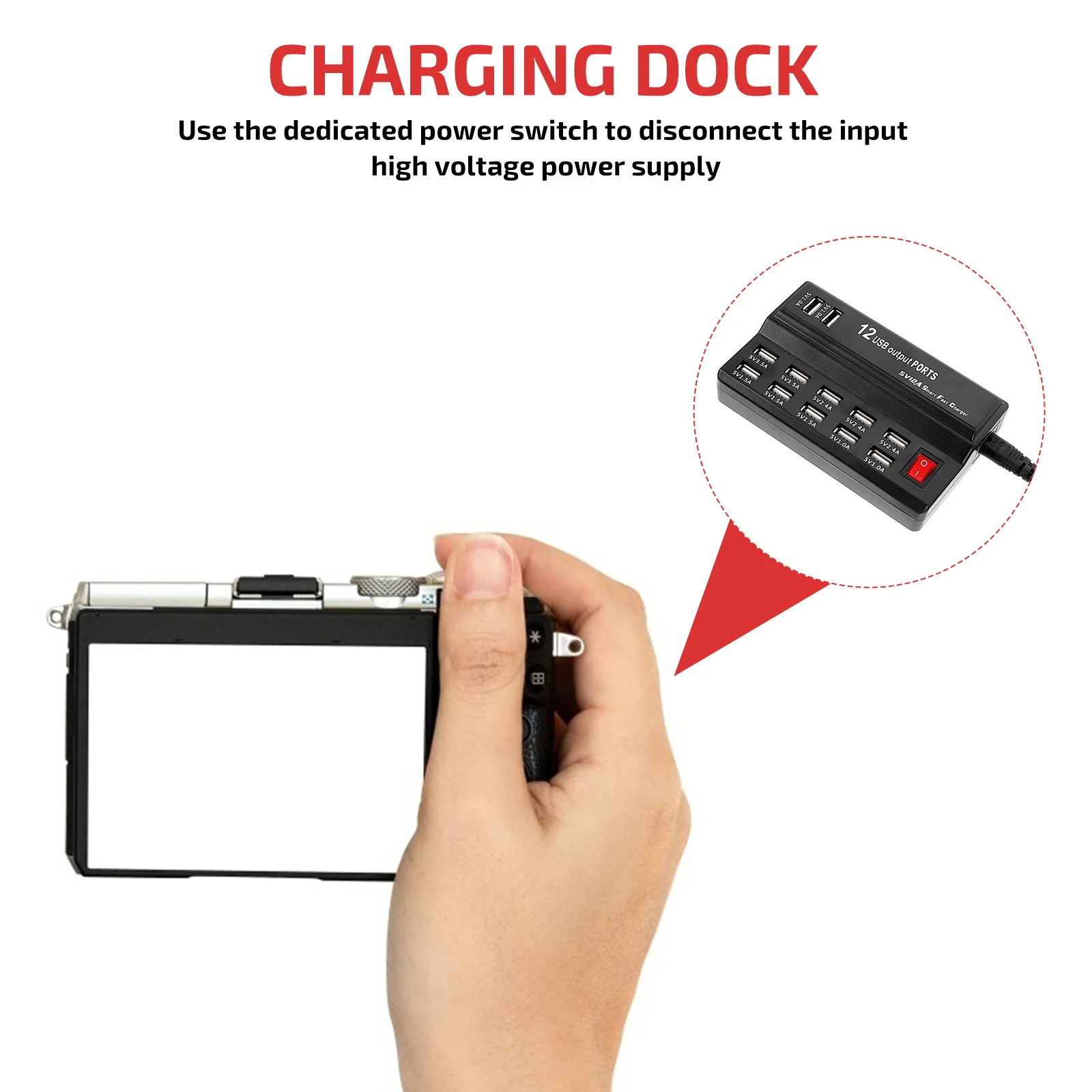 

12 Ports Station Multi USB Power Adapter Smart Devices Usb Ports Power Abs Socket USB Phone Accessories