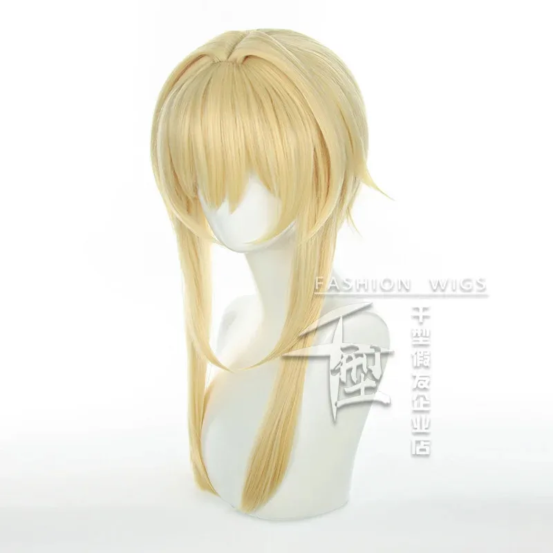 جينشين تأثير المسافر تأثيري الأثير لومين شعر مستعار أشقر تأثيري أنيمي تأثيري الباروكات مقاومة للحرارة بيروكات صناعية هالوين XSDFG