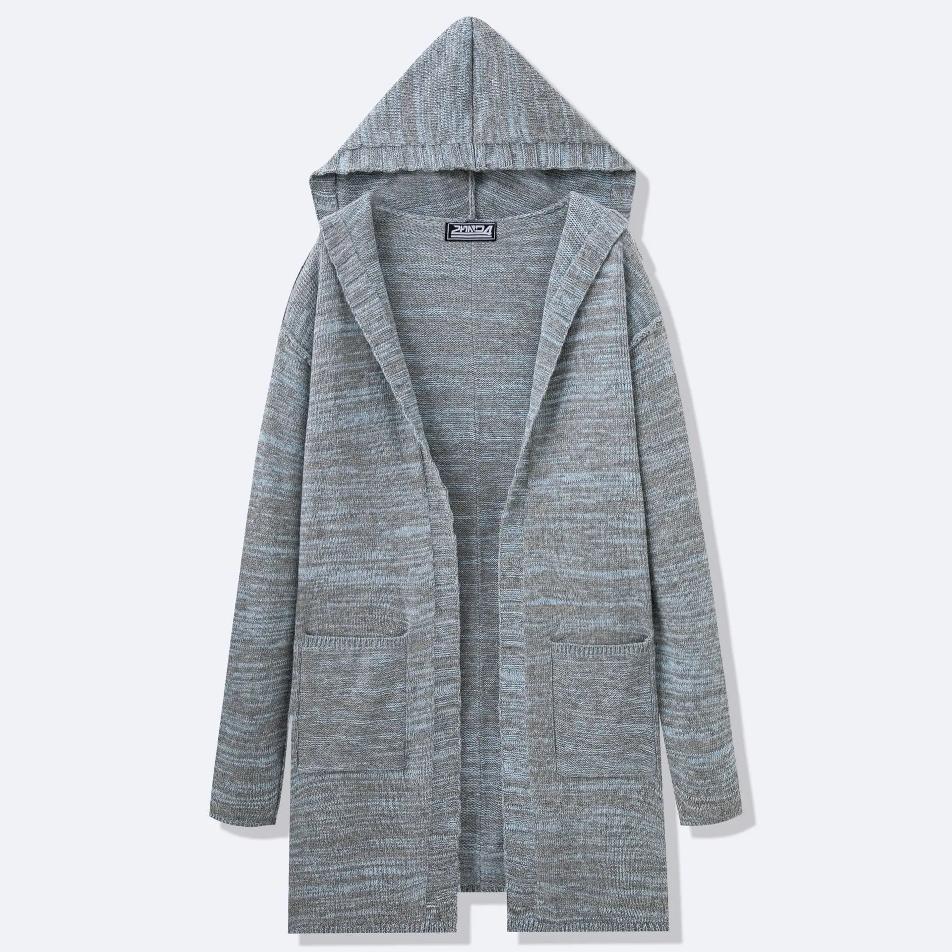 

Autumn Winter Thin Knitted Sweater Loose Long Hoodie Open Cardigan Sweater Outerwear Street Sle Casual Busin Casual