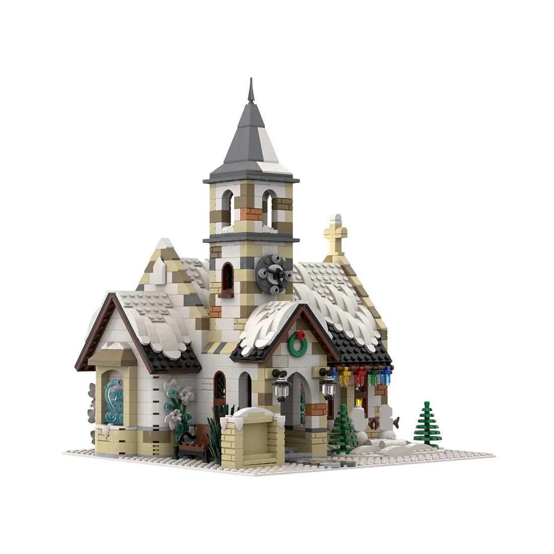 1771PCS MOC Winter Village Old Stone Church Architecture Building Blocks Assembly Toy Brick Children's Christmas Birthday Gifts