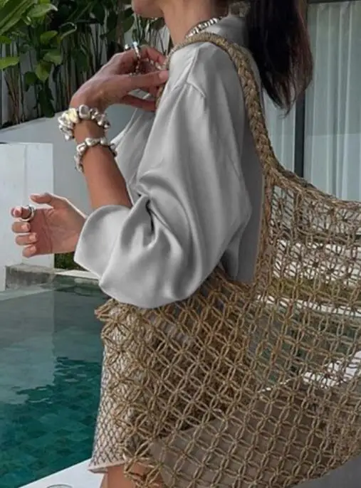 2025 Herfst en Winter Temperament Elegante Sexy High-End Drape Pak Shirt Dameskleding T-shirts Trui Tops