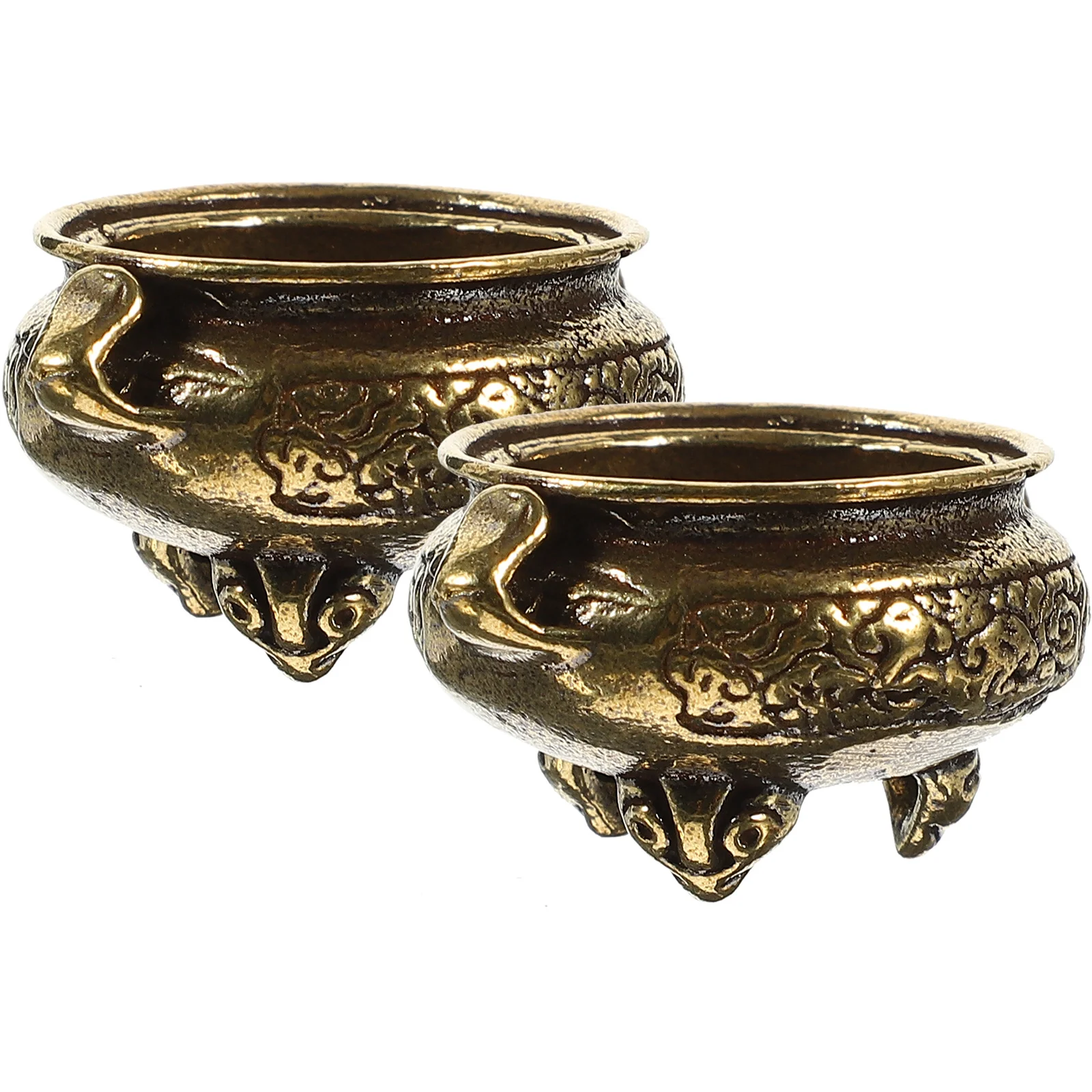 

2Pcs Creative Brass Incense Burner Desktop Adornment Home Censer Decor Incense Burner Desktop Adornment