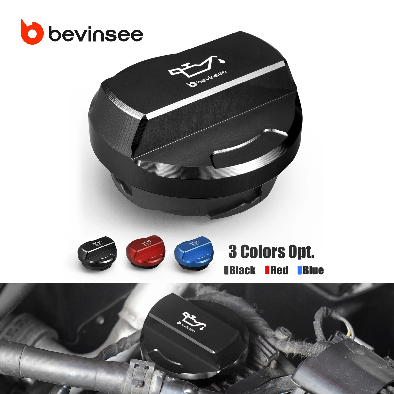 

BEVINSEE Engine Oil Filler Cap for Audi A1 A3 S3 RS3 TTS TTRS Q3, for VW Golf 7 GTI/R, Replace for 06K 103 485 C,06K 103 485 A