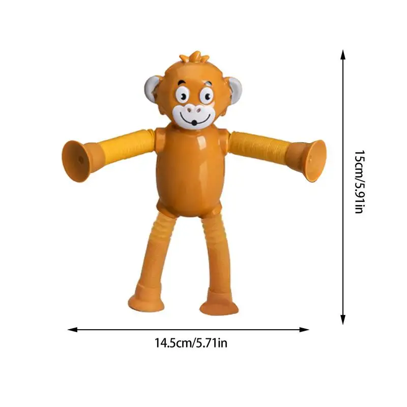 1pcs Cartoon Suction Cup Telescopic Tube Monkey Toys Variety Shape Stretch Tube Monkey Educational Decompression Toy For Kids