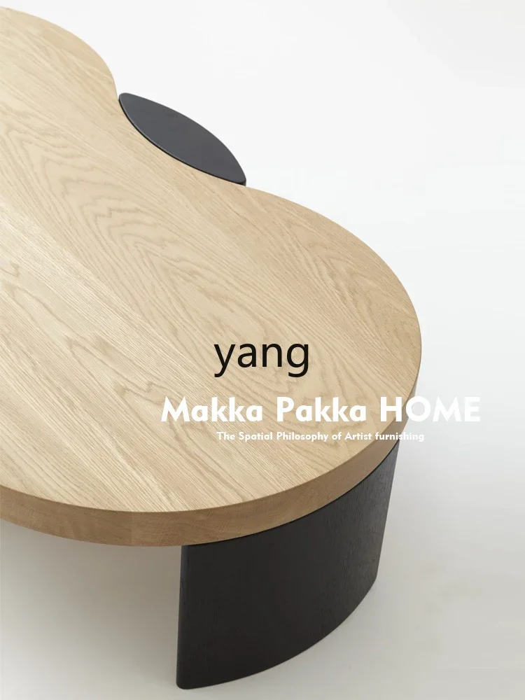 Yjq Retro Simple Coffee Table  Special-Shaped Household Oval Solid Wood Tea Table Creative Personality