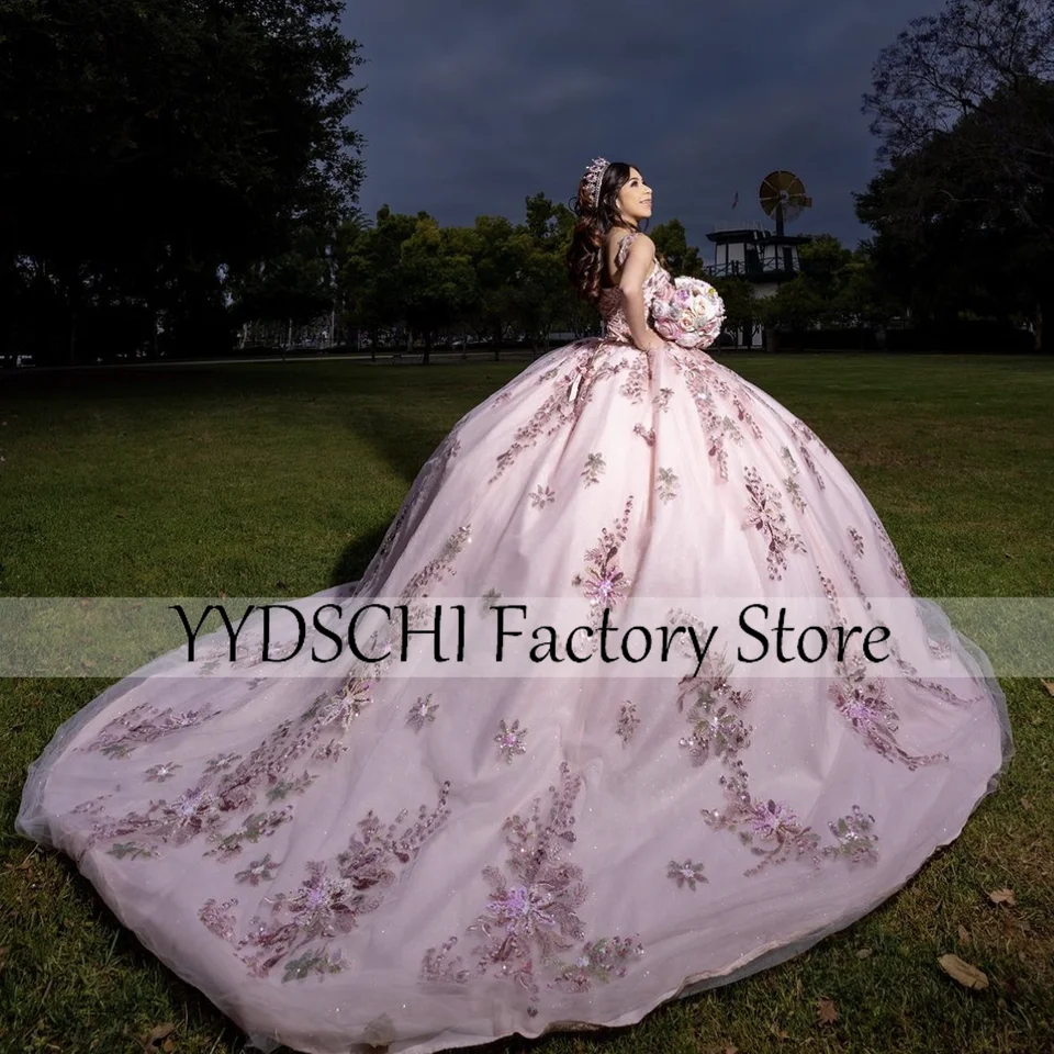 

Платья Quinceanera по индивидуальному заказу, элегантное вечернее платье для выпускного вечера с открытыми плечами для женщин, мексиканский корсет с рюшами, сладкий 16, сиреневый