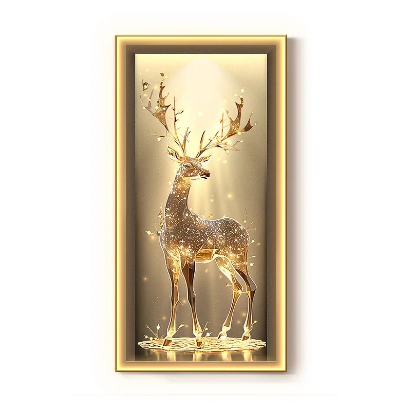 Fulu Shengcai enters the entrance, decorative paintings,light luxury corridors, aisles, mural lights, high-end atmospheric entry