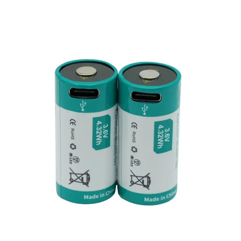 High-Quality TYPE-C P18350TC12 1200mAh 3.6V 18350 Battery for Flashlight Rechargeable Lithium Battery A-grade Battery Cell