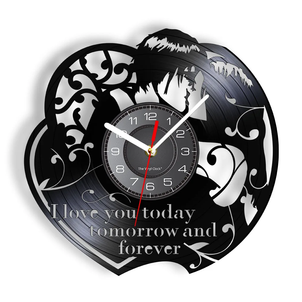 Reloj de pared con grabación de vinilo Kiss To Express Love para parejas, reloj de pared con citas de amor, decoración del hogar, regalo de boda